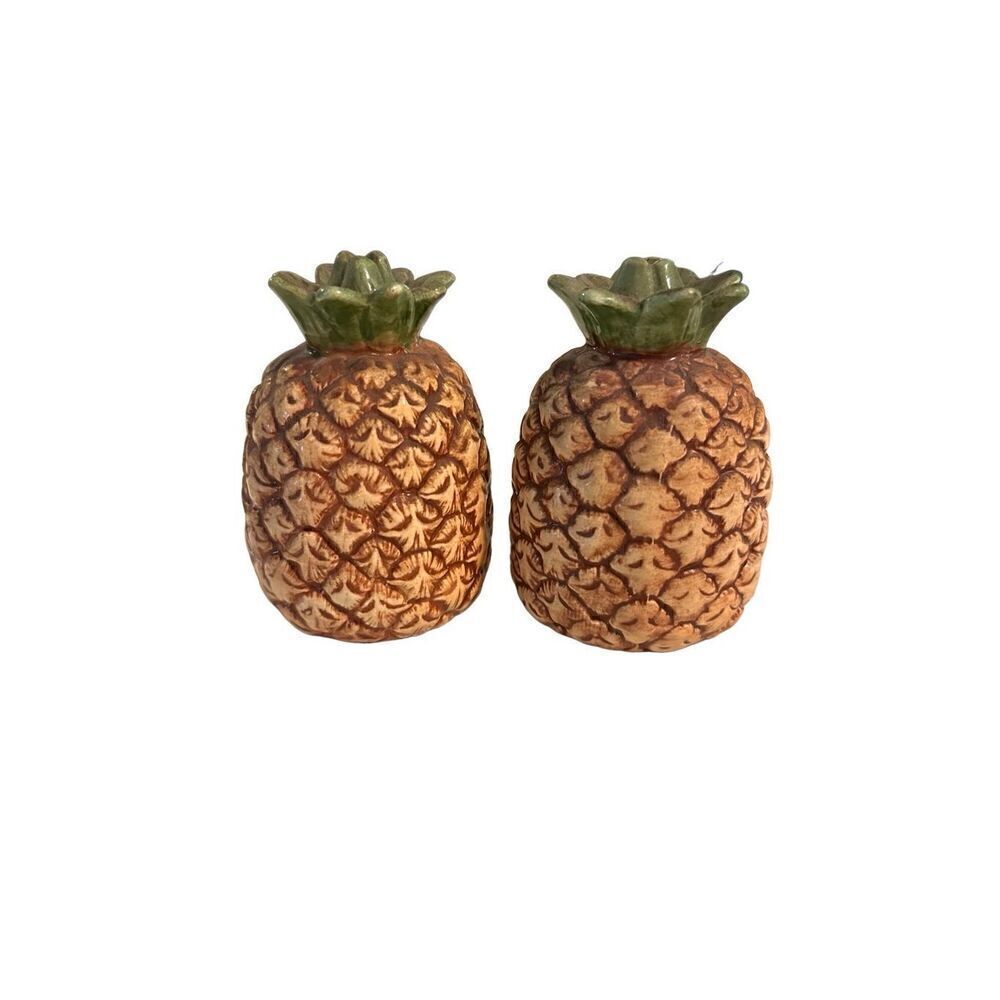 Vintage 80s Otagiri Japan Made Pineapple Salt and Pepper Shaker Set 3” Retro